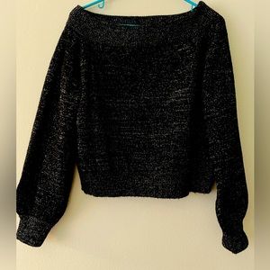 Shimmer off the shoulder knit sweater